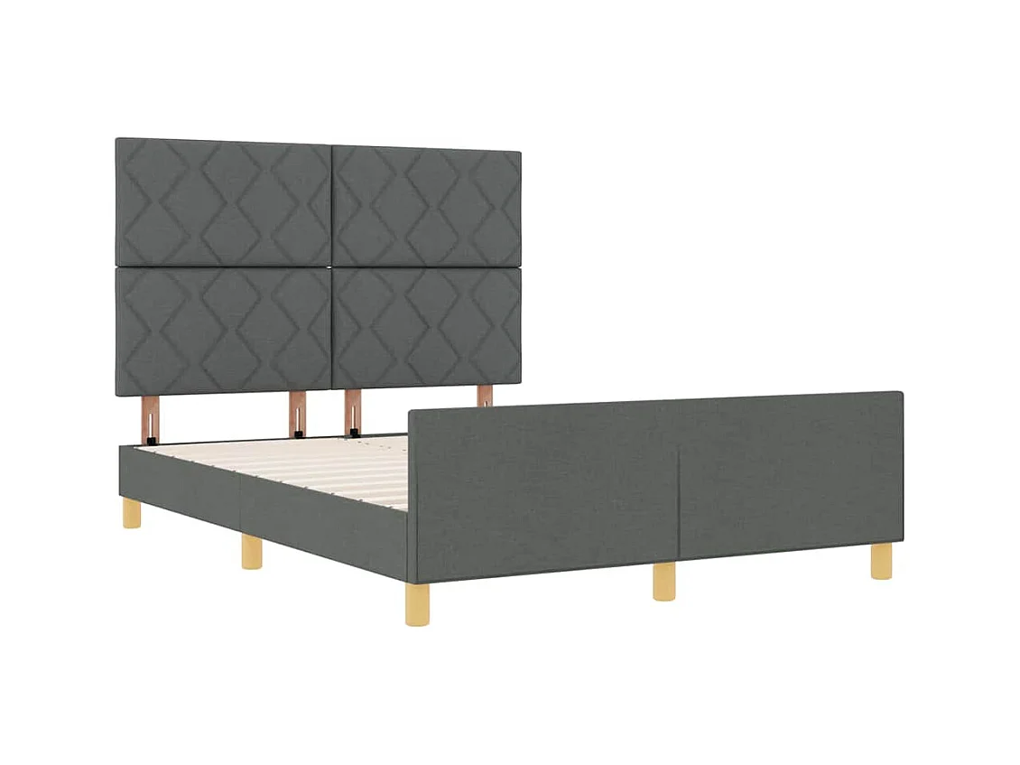 Cadre de lit avec tête de lit Gris foncé 140 x 200 cm tissu