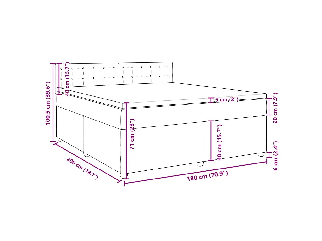 Giroletto a Molle con Materasso Tortora 180x200 cm in Tessuto