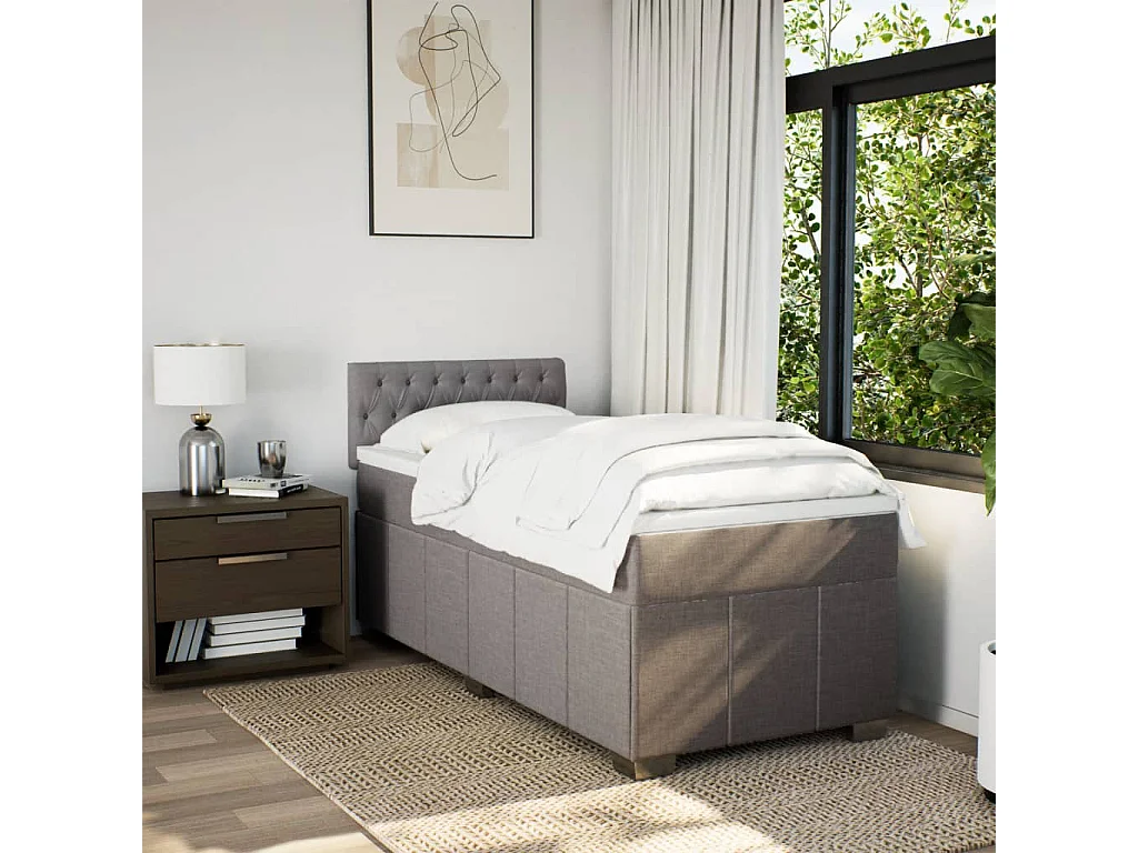 Boxspringbett mit Matratze Taupe 100x200 cm Stoff