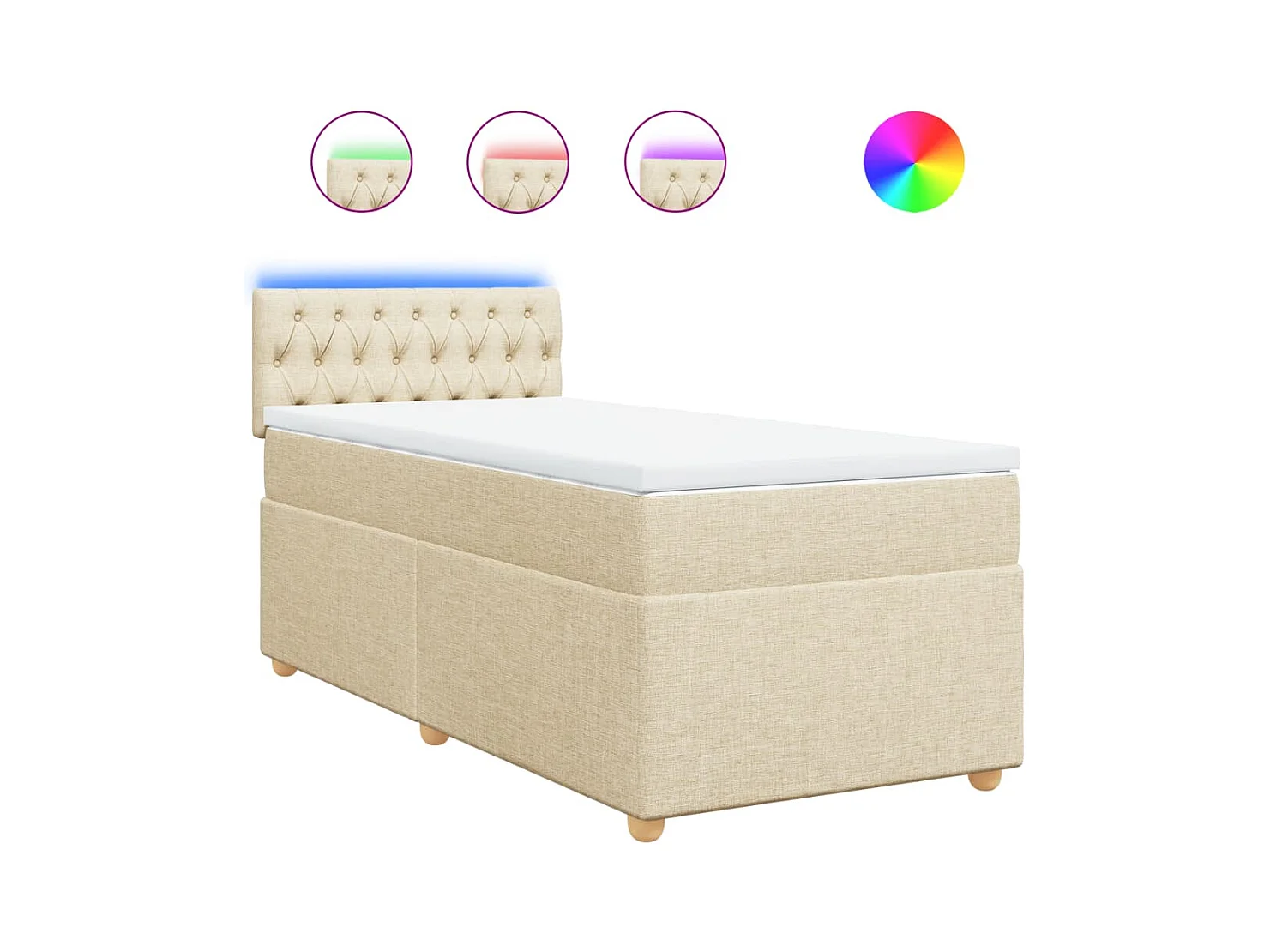 Sommier à lattes de lit avec matelas Crème 100x200 cm Tissu