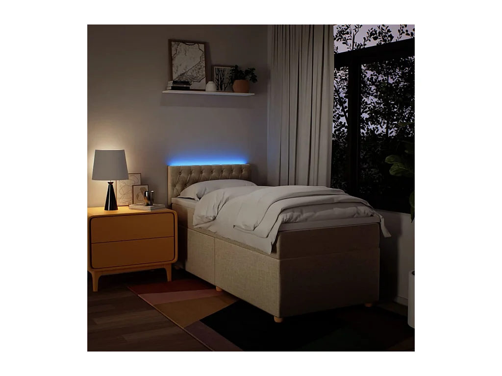 Sommier à lattes de lit avec matelas Crème 100x200 cm Tissu