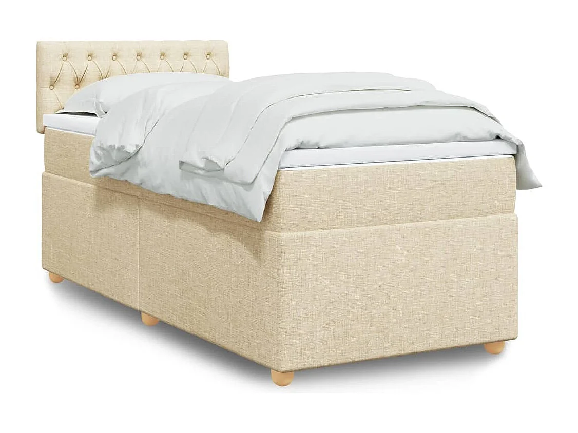 Sommier à lattes de lit avec matelas Crème 100x200 cm Tissu