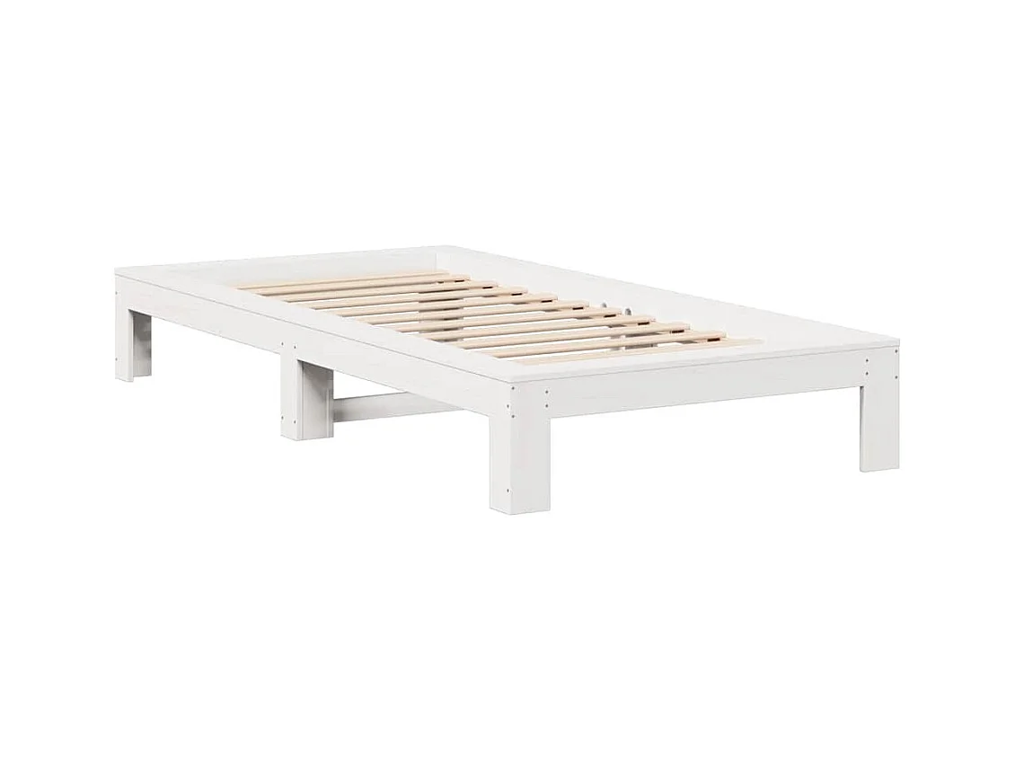 Letto senza Materasso Bianco 90x190 cm in Legno Massello Pino