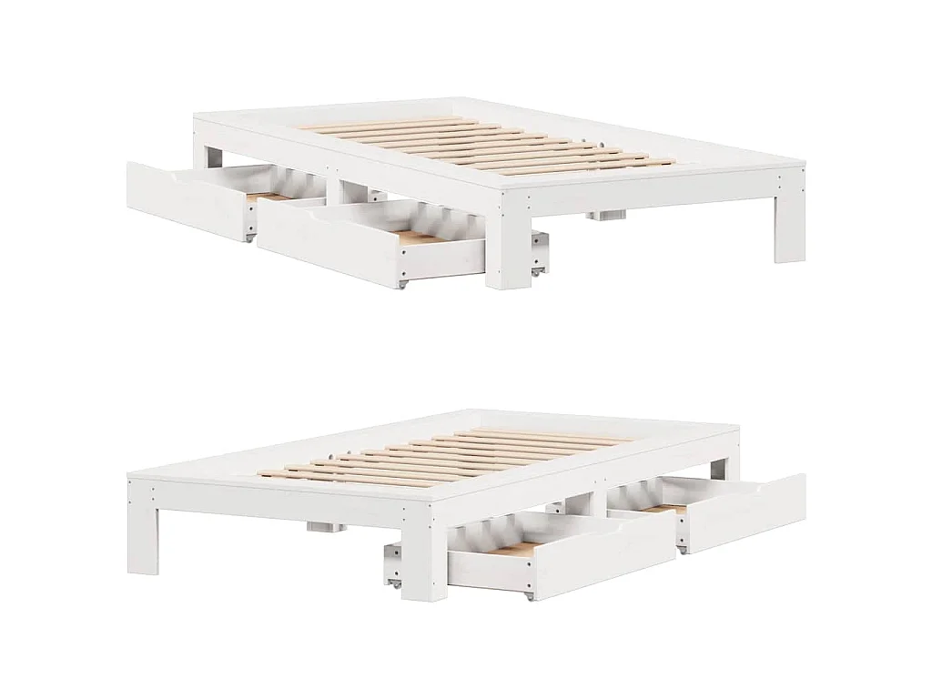 Massivholzbett ohne Matratze Weiß 90x190 cm Kiefernholz