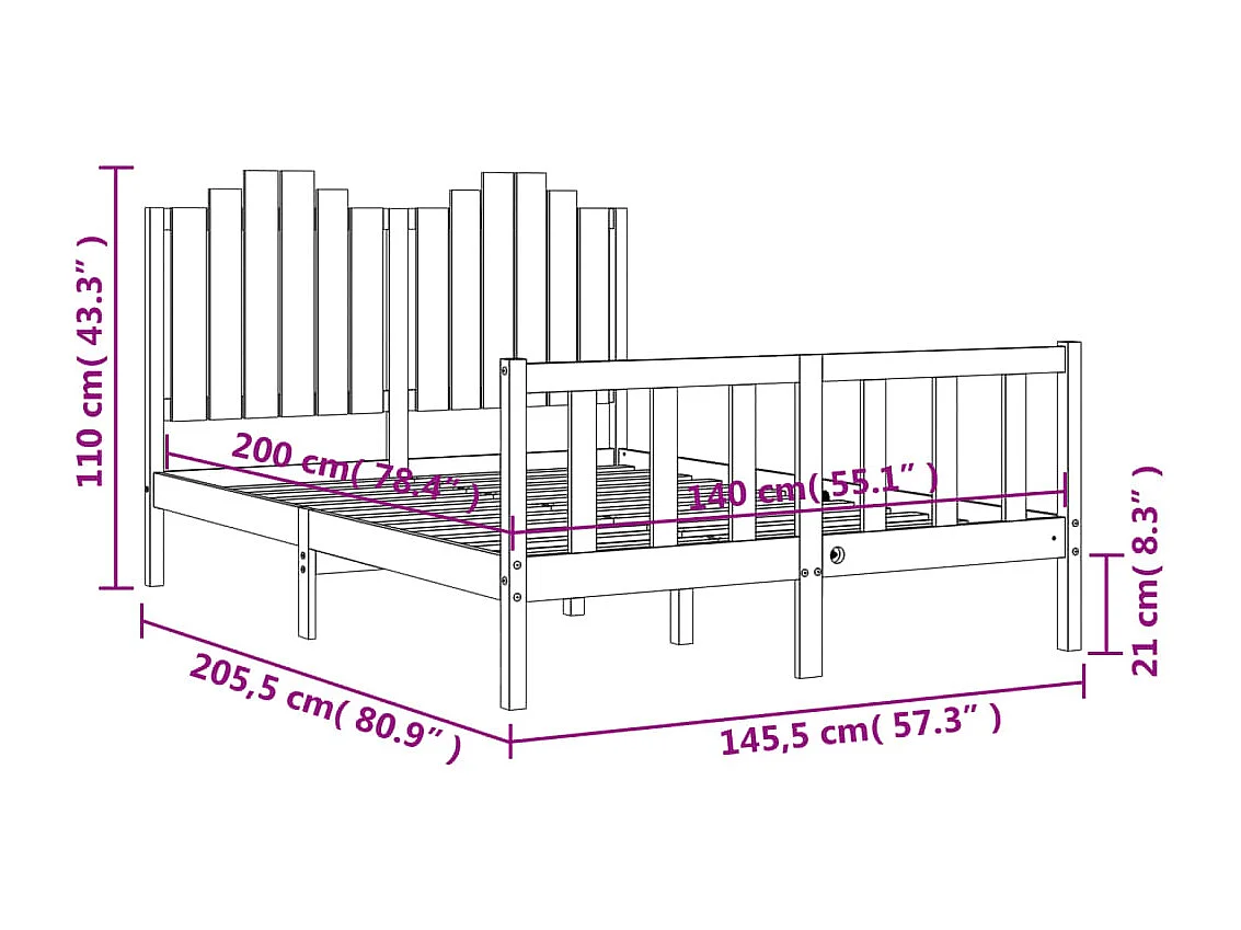 Massivholzbett ohne Matratze 140x200 cm Kiefernholz