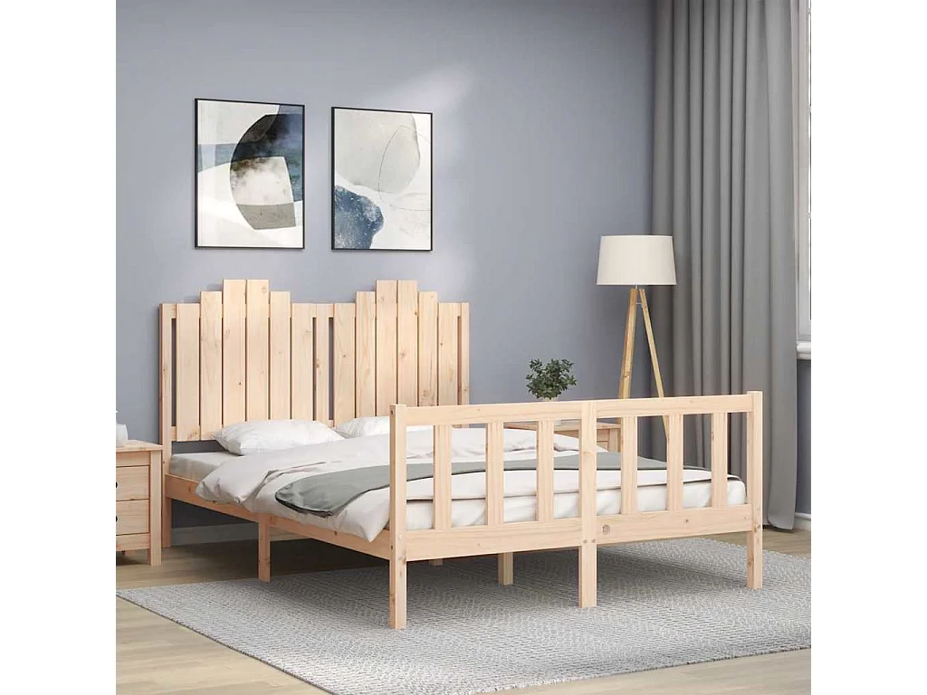 Cama sem colchão 140x200 cm madeira de pinho maciça