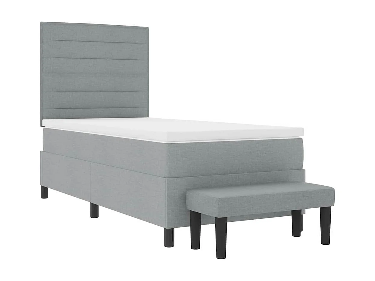 Lit à ressorts avec matelas Gris clair 90 x 190 cm tissu