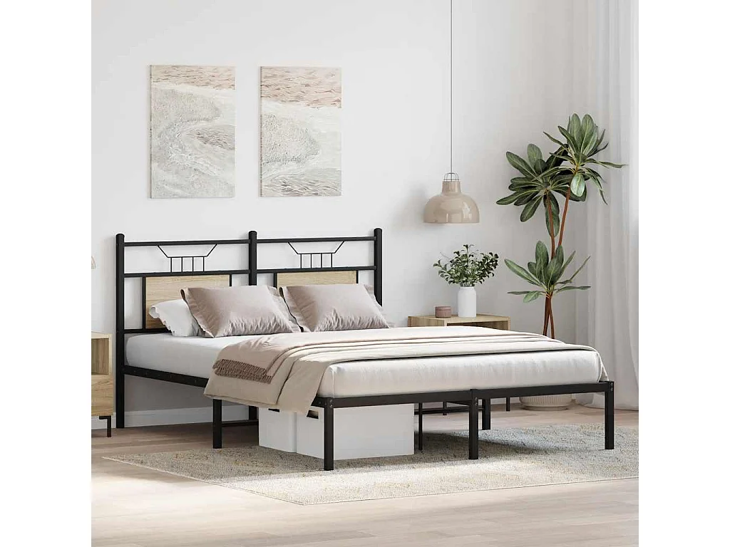 Cadre de lit sans matelas chêne sonoma 140x190 cm