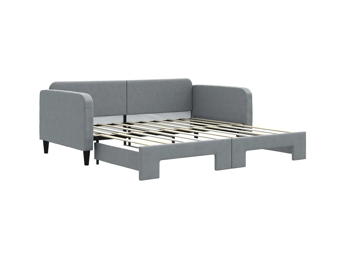 Lit de jour avec lit gigogne gris clair 90x190 cm tissu