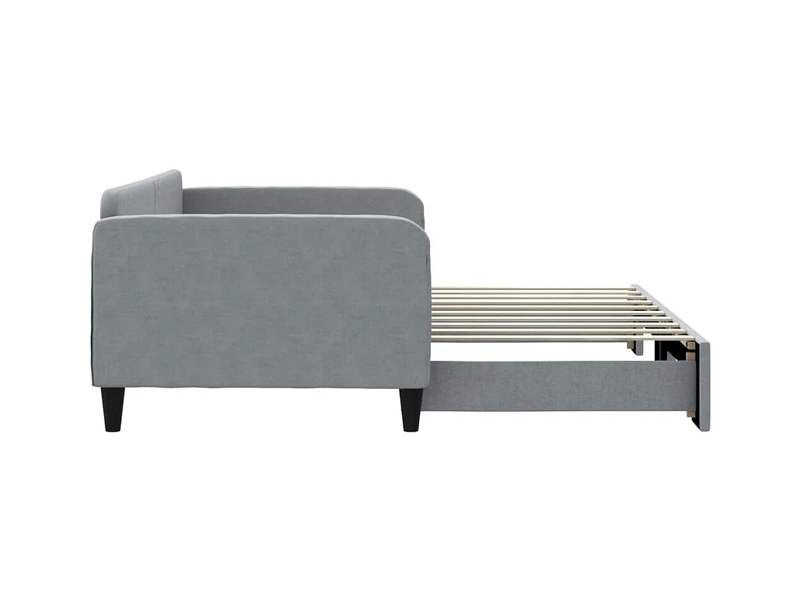 Lit de jour avec lit gigogne gris clair 90x190 cm tissu