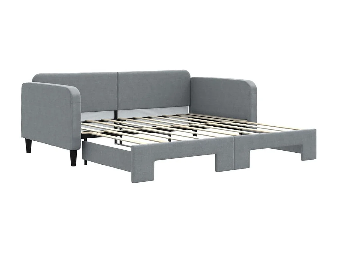 Lit de jour avec lit gigogne gris clair 90x190 cm tissu