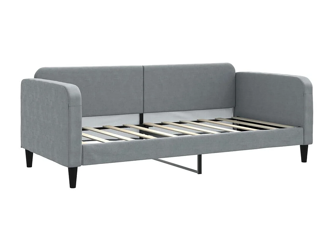 Lit de jour avec lit gigogne gris clair 90x190 cm tissu