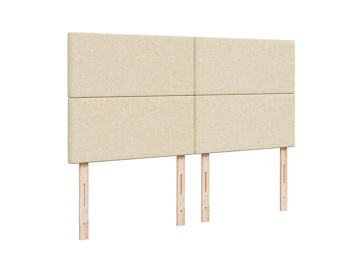 Struttura Letto Pouf con Materasso Crema 160x200 cm in Tessuto