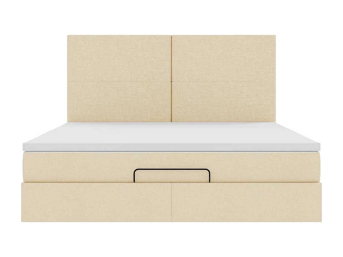 Cadre de lit ottoman avec matelas crème 160x200 cm tissu