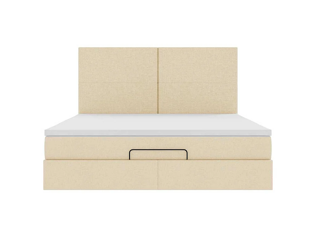 Estrutura de cama otomana com colchão tecido creme 160x200cm
