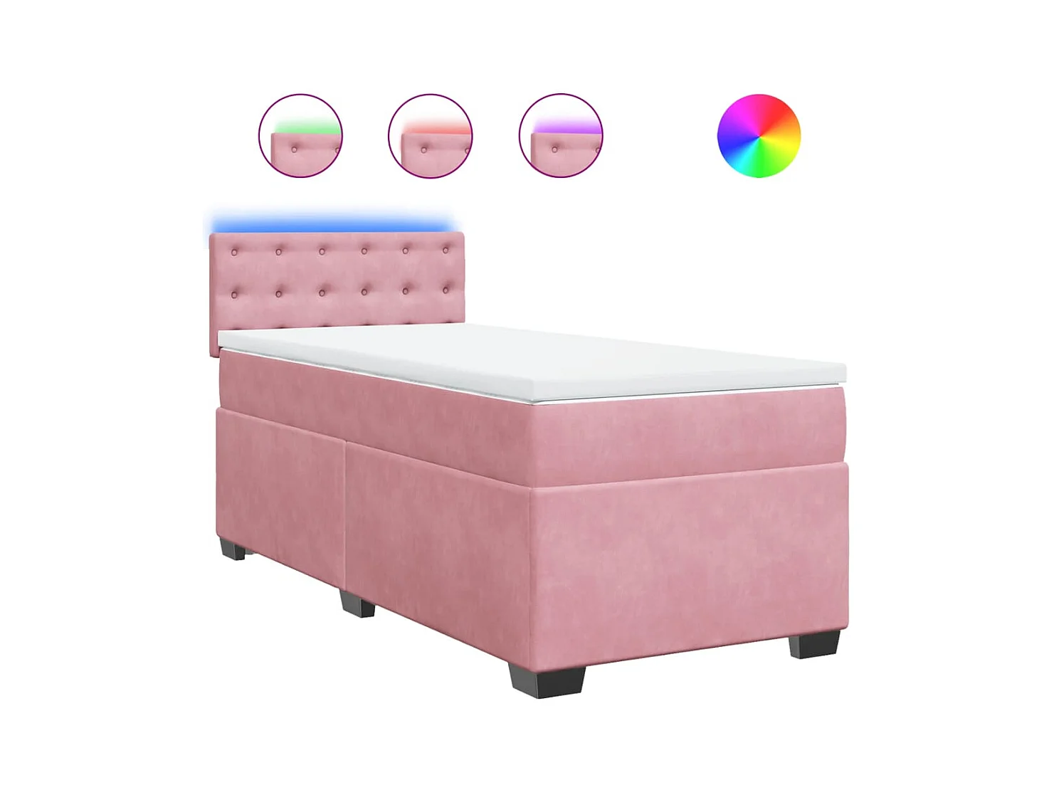 Sommier à lattes de lit avec matelas Rose 90x200 cm Velours