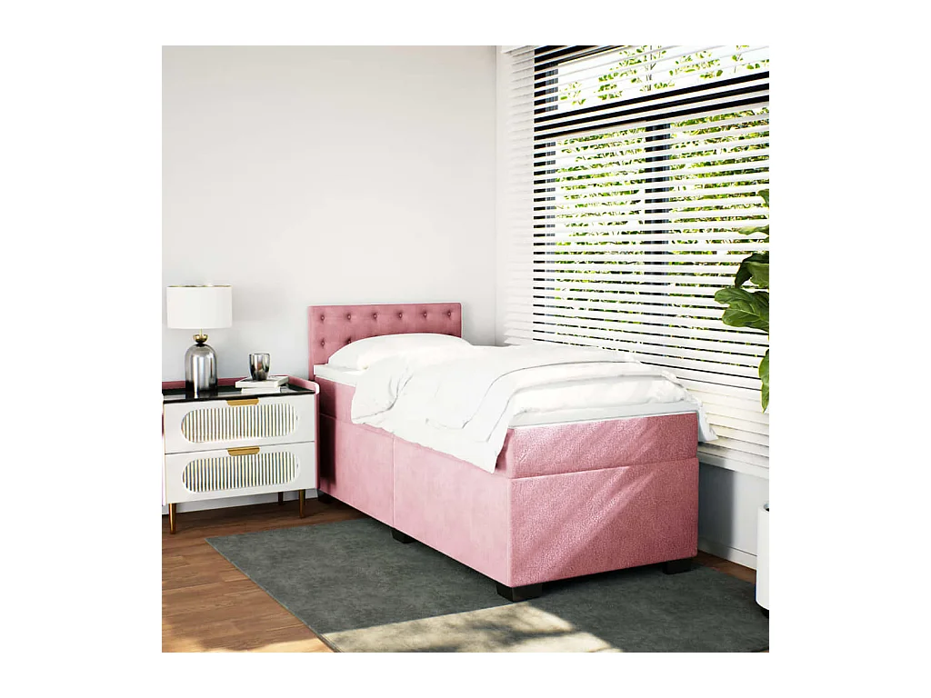 Boxspringbett mit Matratze Rosa 90x200 cm Samt