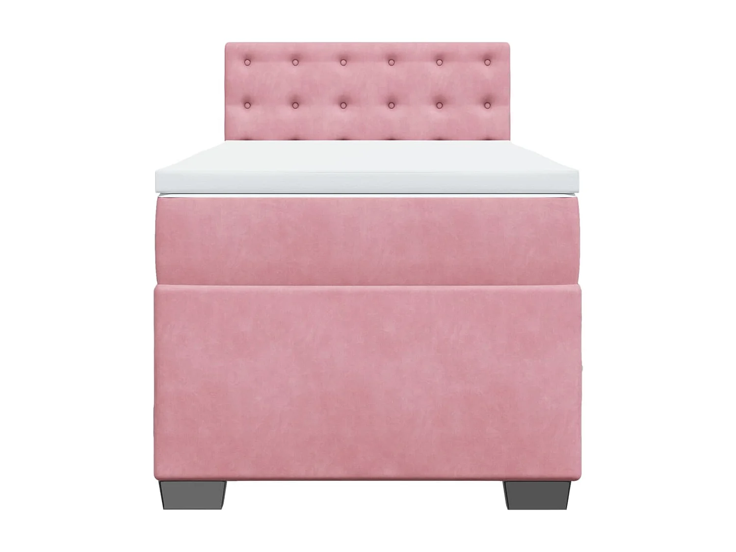 Cama box spring con colchón terciopelo rosa 90x200 cm