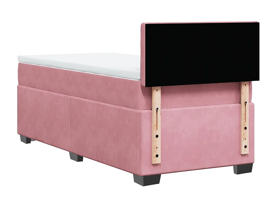 Cama box spring con colchón terciopelo rosa 90x200 cm