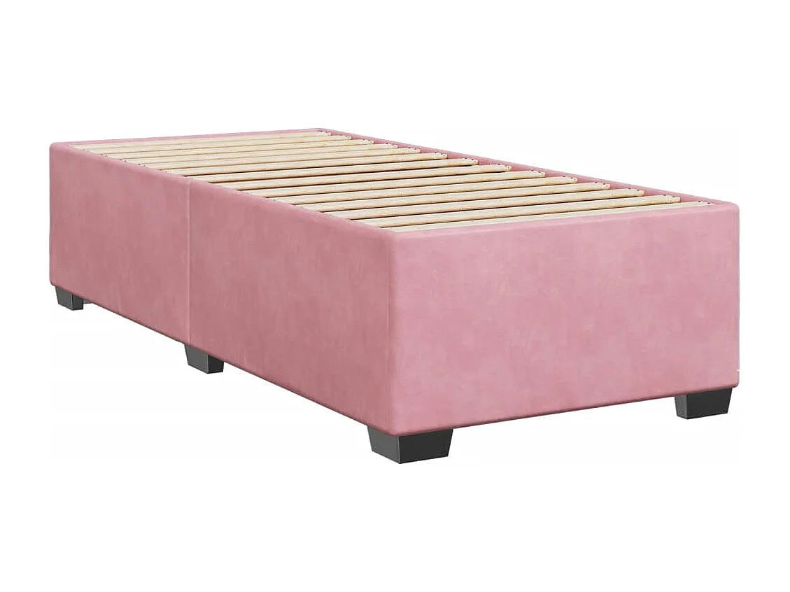 Cama box spring con colchón terciopelo rosa 90x200 cm