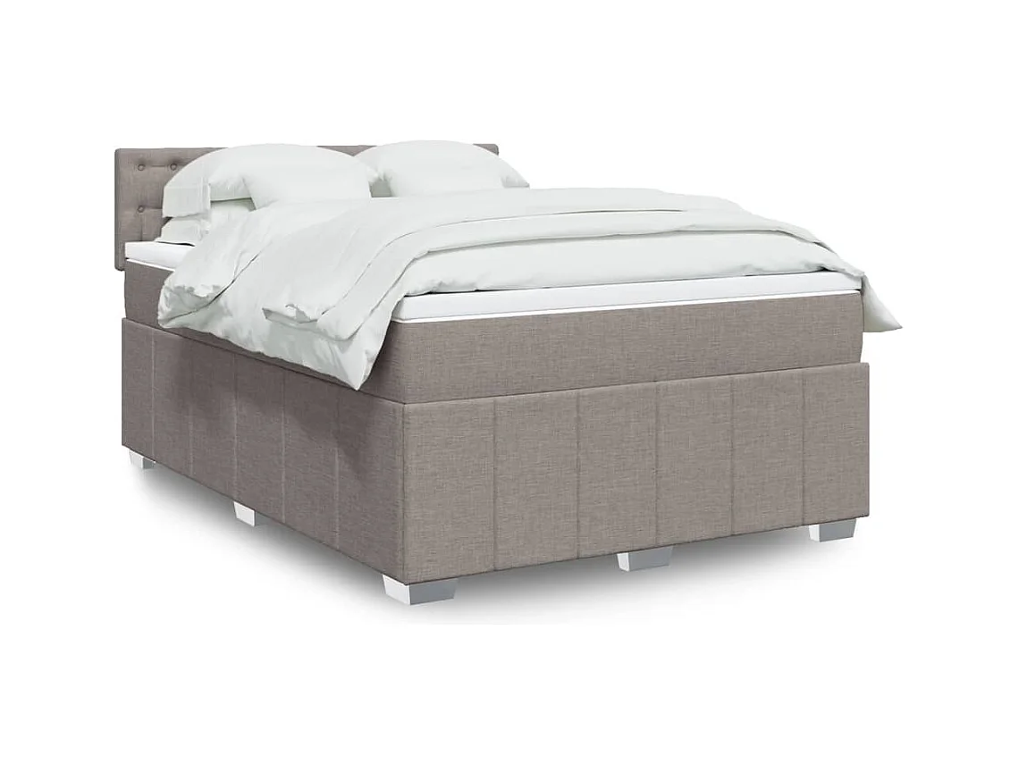 Sommier à lattes de lit avec matelas Taupe 160x200 cm Tissu
