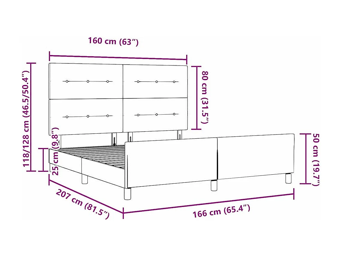 Bedframe met hoofdeinde Donkerblauw 160 x 200 cm Fluweel