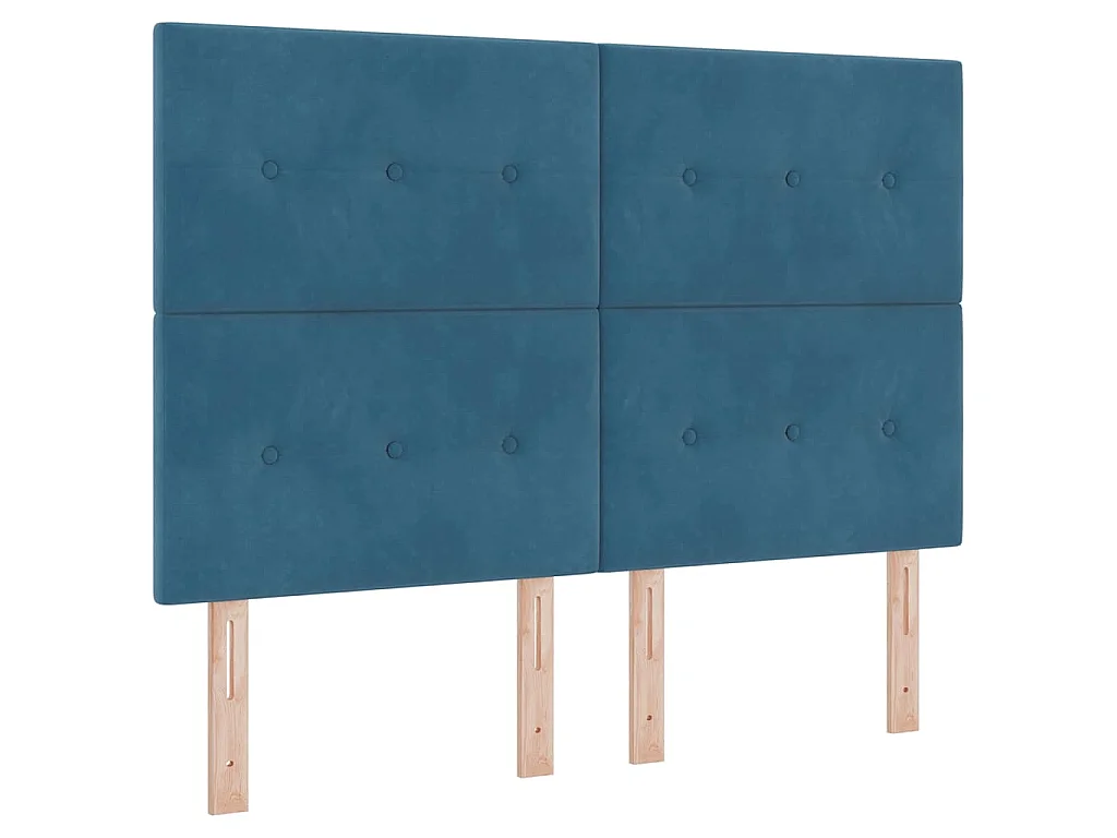 Lit à ressorts avec tête de lit Bleu foncé 160 x 200 cm Velours