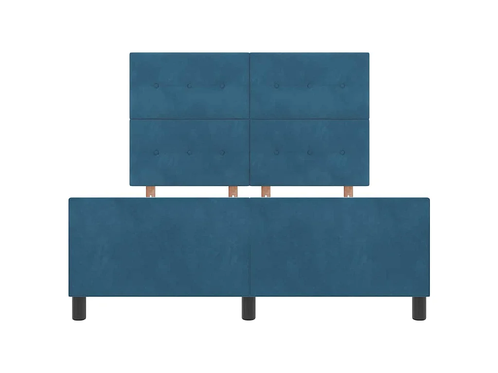 Lit à ressorts avec tête de lit Bleu foncé 160 x 200 cm Velours