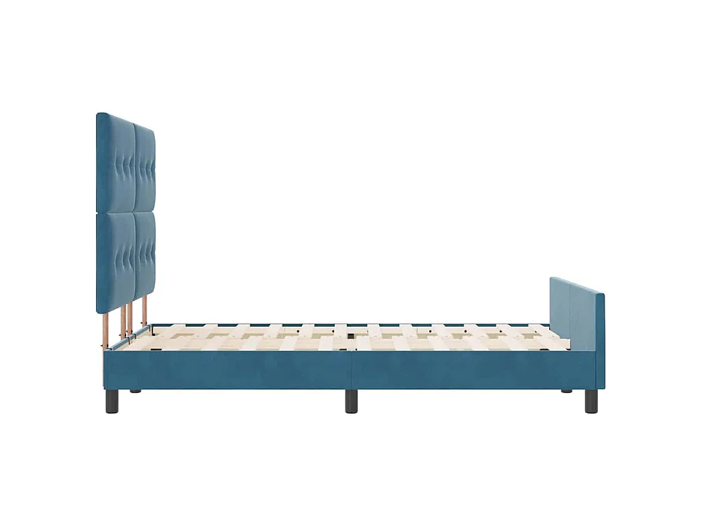 Lit à ressorts avec tête de lit Bleu foncé 160 x 200 cm Velours
