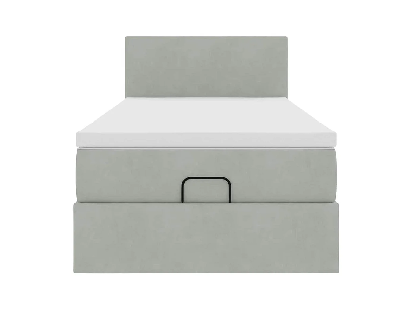 Cadre de lit ottoman et matelas gris clair 100x200 cm velours