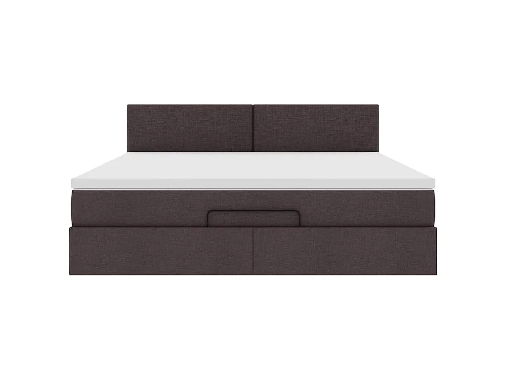Estructura cama otomana colchón tela marrón oscuro 160x200 cm