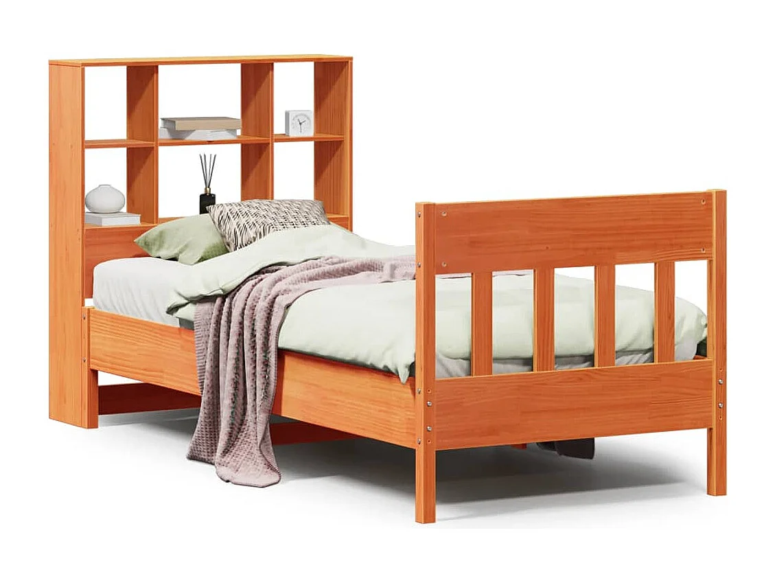 Cadre de lit sans matelas cire marron 100x200cm bois pin massif