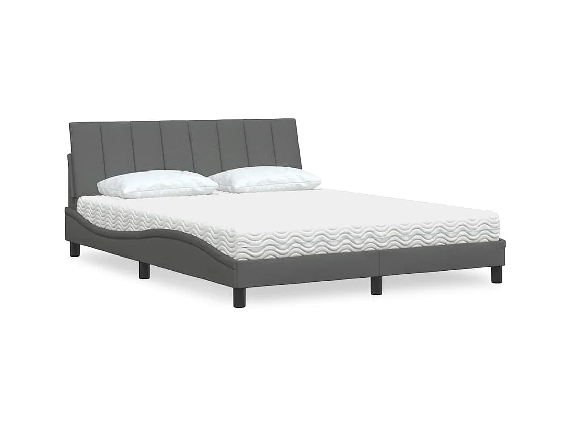 Letto con Materasso Grigio Scuro 160x200 cm Tessuto