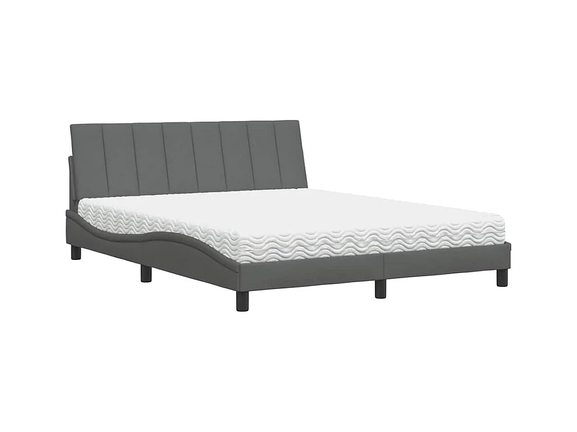Letto con Materasso Grigio Scuro 160x200 cm Tessuto