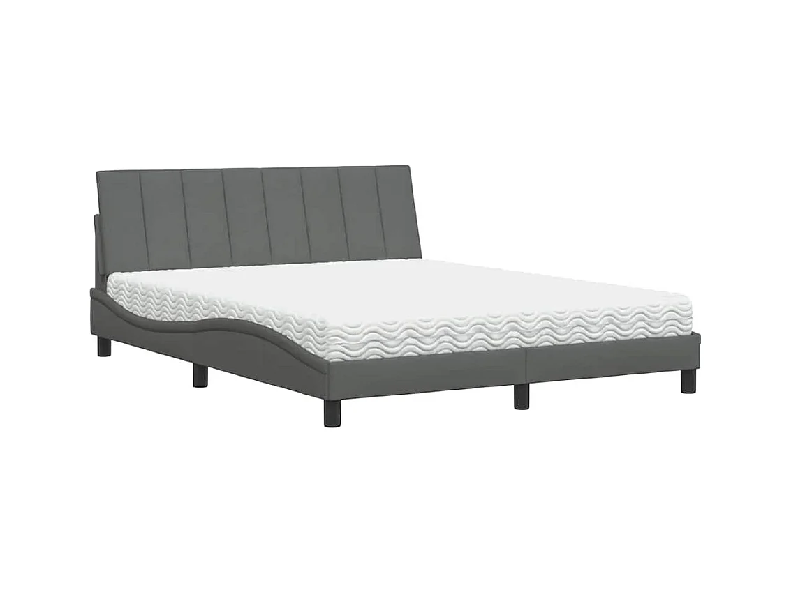 Letto con Materasso Grigio Scuro 160x200 cm Tessuto