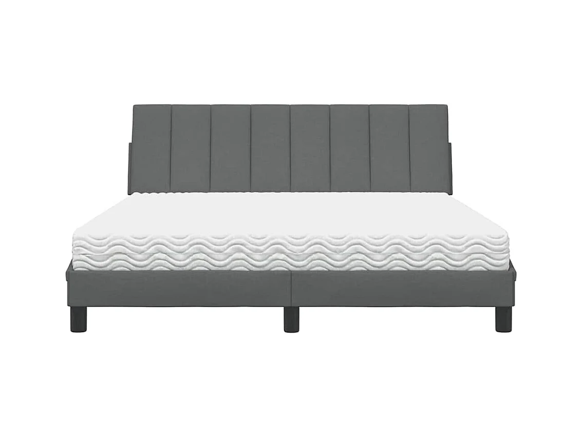 Letto con Materasso Grigio Scuro 160x200 cm Tessuto