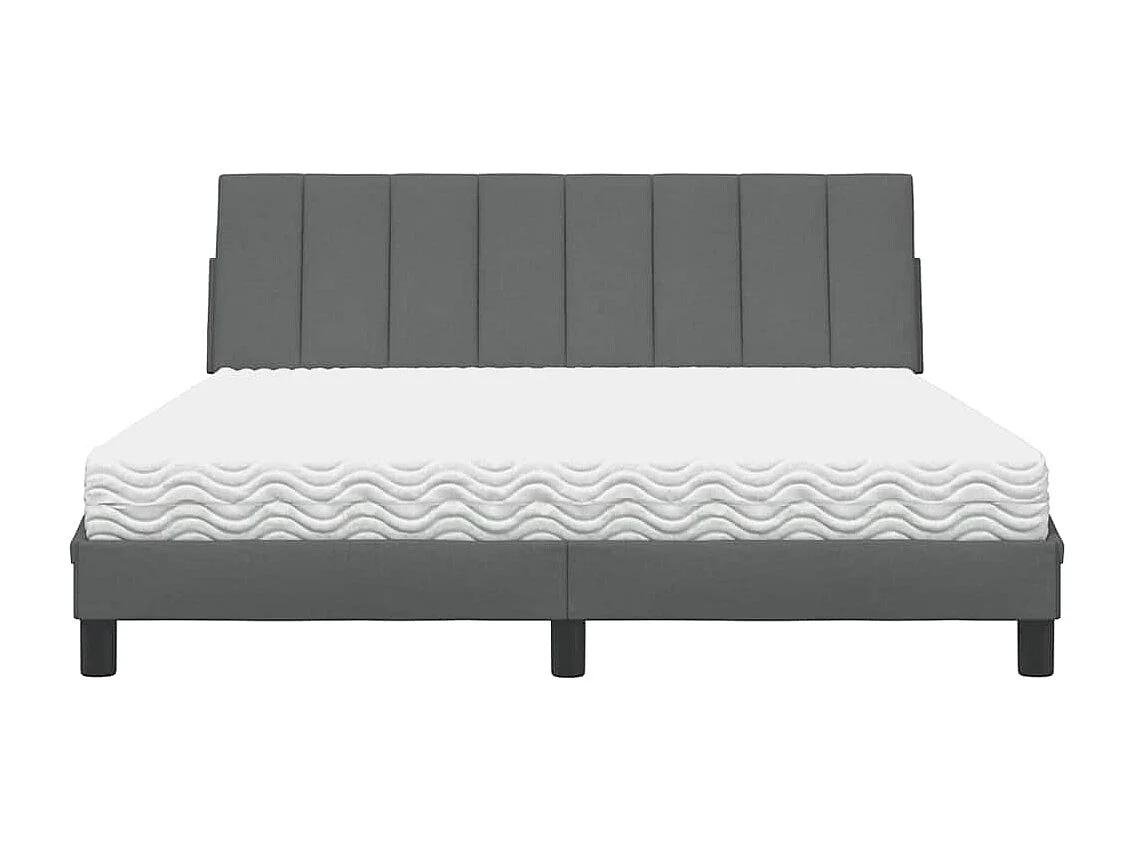 Bett mit Matratze "Hanko" Dunkelgrau 160x200 cm Stoff