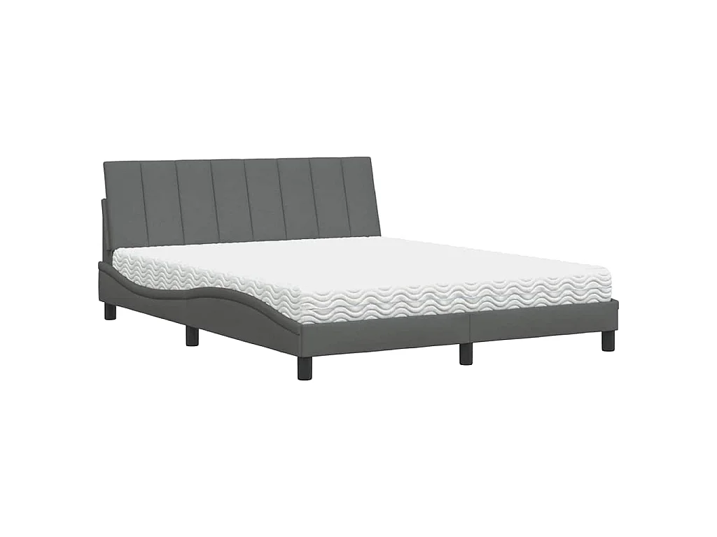 Bett mit Matratze "Hanko" Dunkelgrau 160x200 cm Stoff