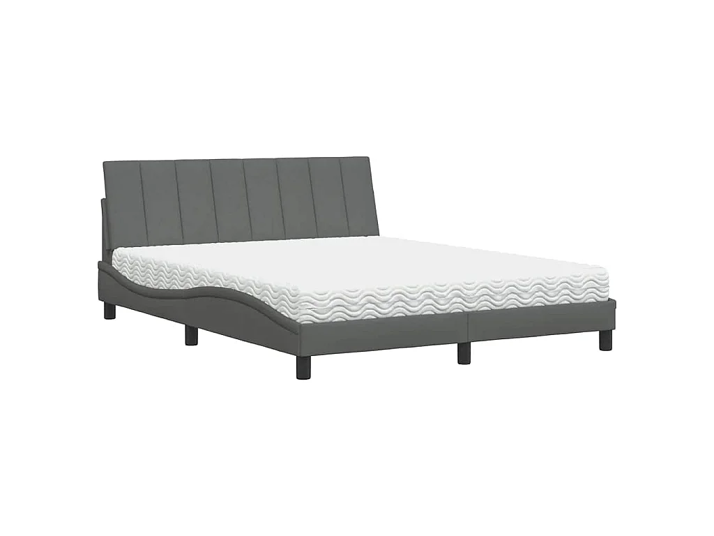 Bett mit Matratze "Hanko" Dunkelgrau 160x200 cm Stoff