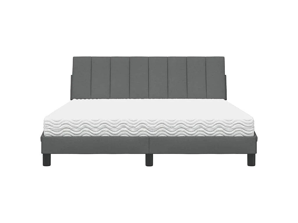 Bett mit Matratze "Hanko" Dunkelgrau 160x200 cm Stoff