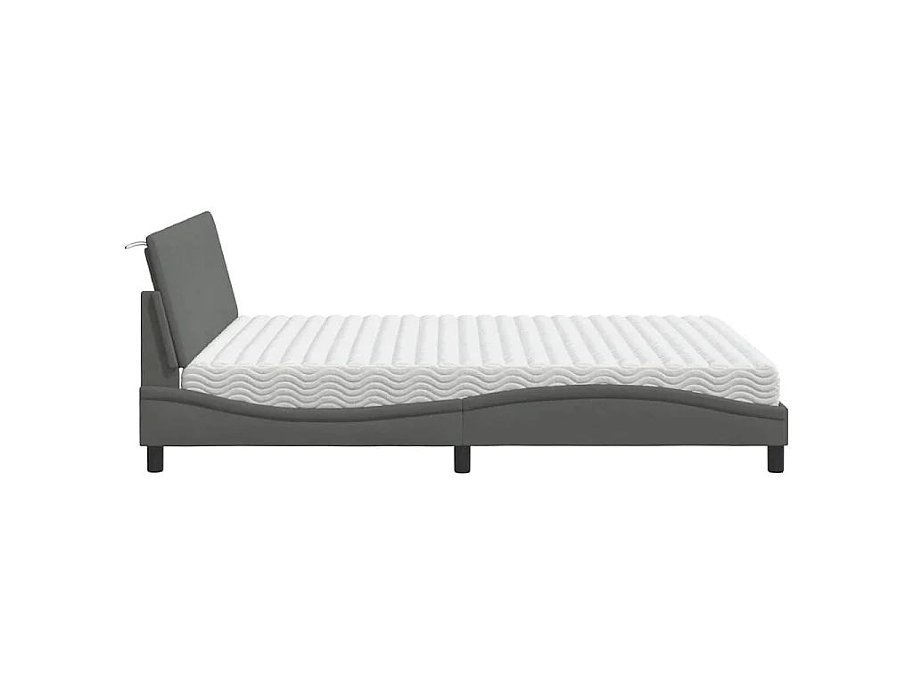 Bett mit Matratze "Hanko" Dunkelgrau 160x200 cm Stoff