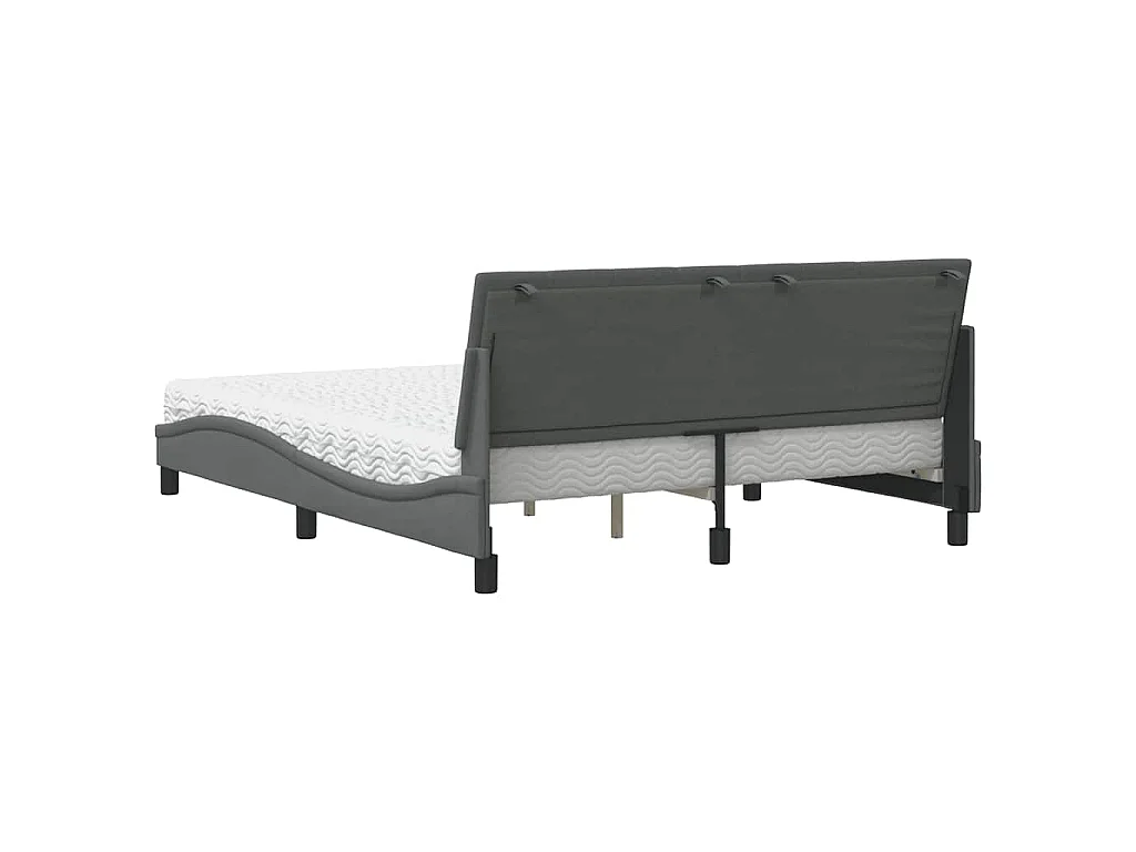 Bett mit Matratze "Hanko" Dunkelgrau 160x200 cm Stoff