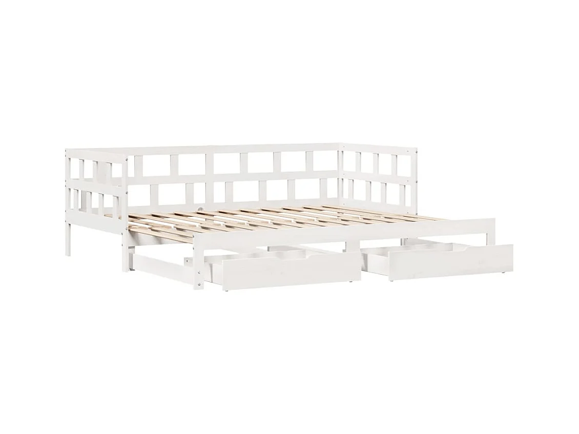 Letto Estraibile con Cassetti senza Materasso Bianco 90x190 cm