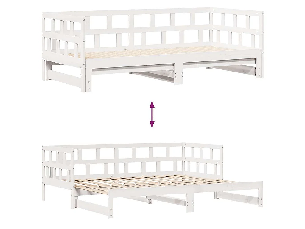 Sofá cama nido con cajones sin colchón blanco 90x190 cm