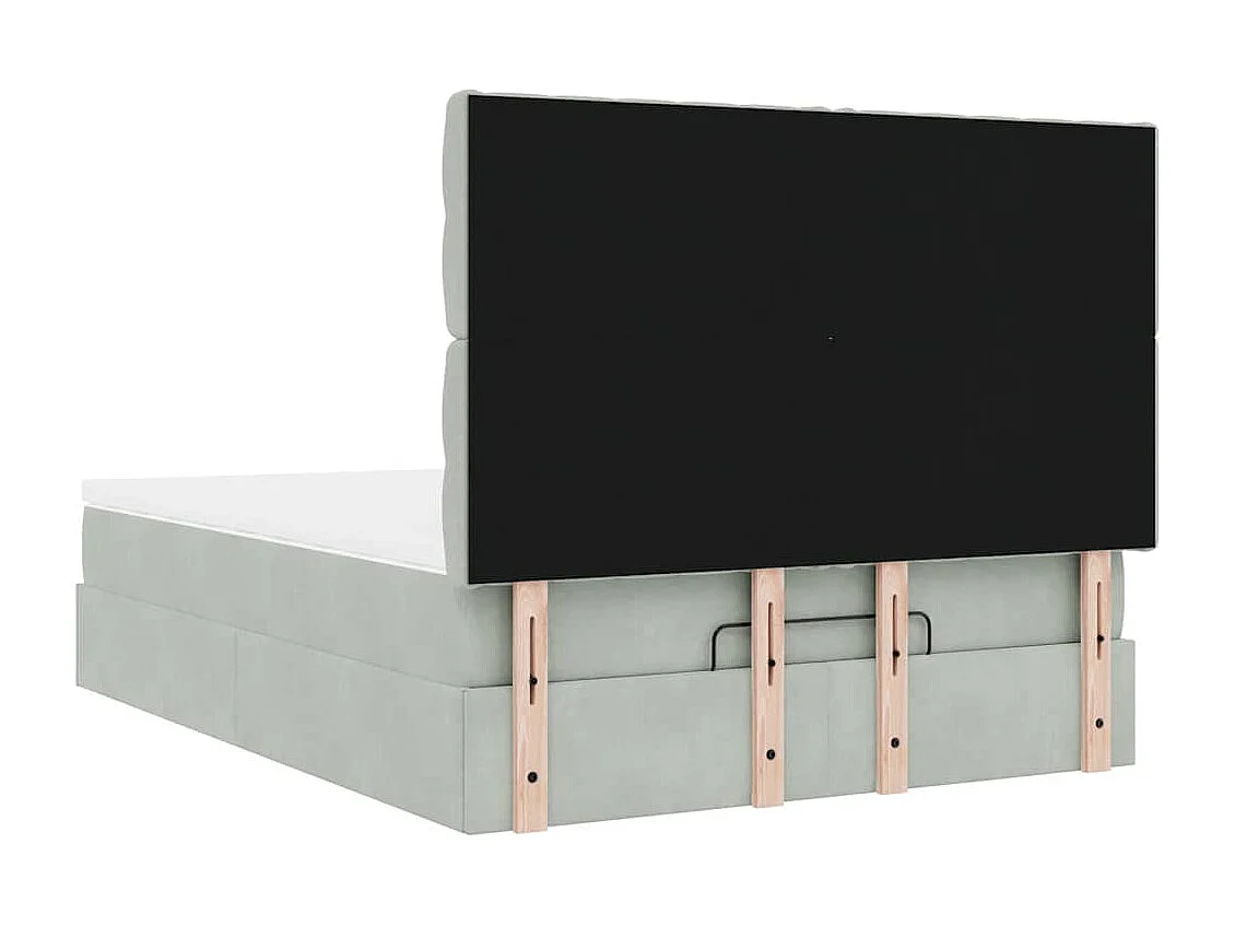 Ottoman-Bett mit Matratzen Hellgrau 140x200 cm Samt