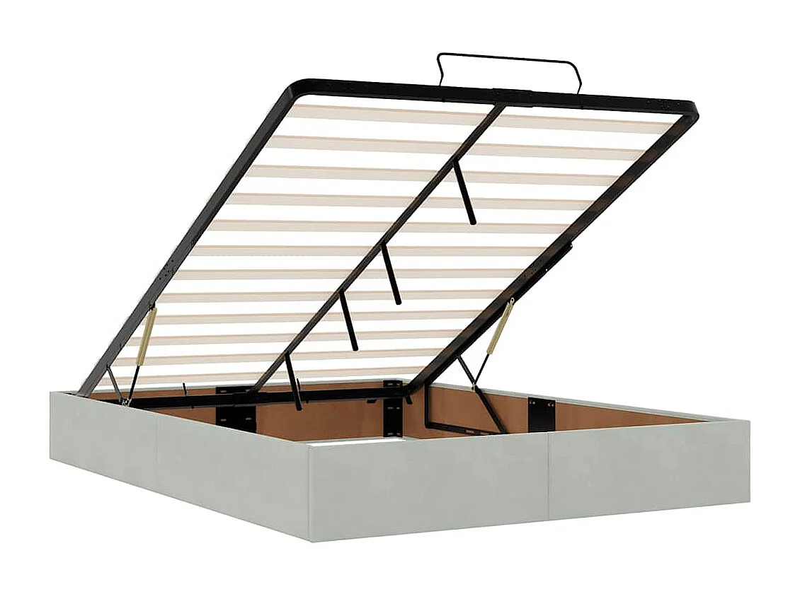 Ottoman-Bett mit Matratzen Hellgrau 140x200 cm Samt