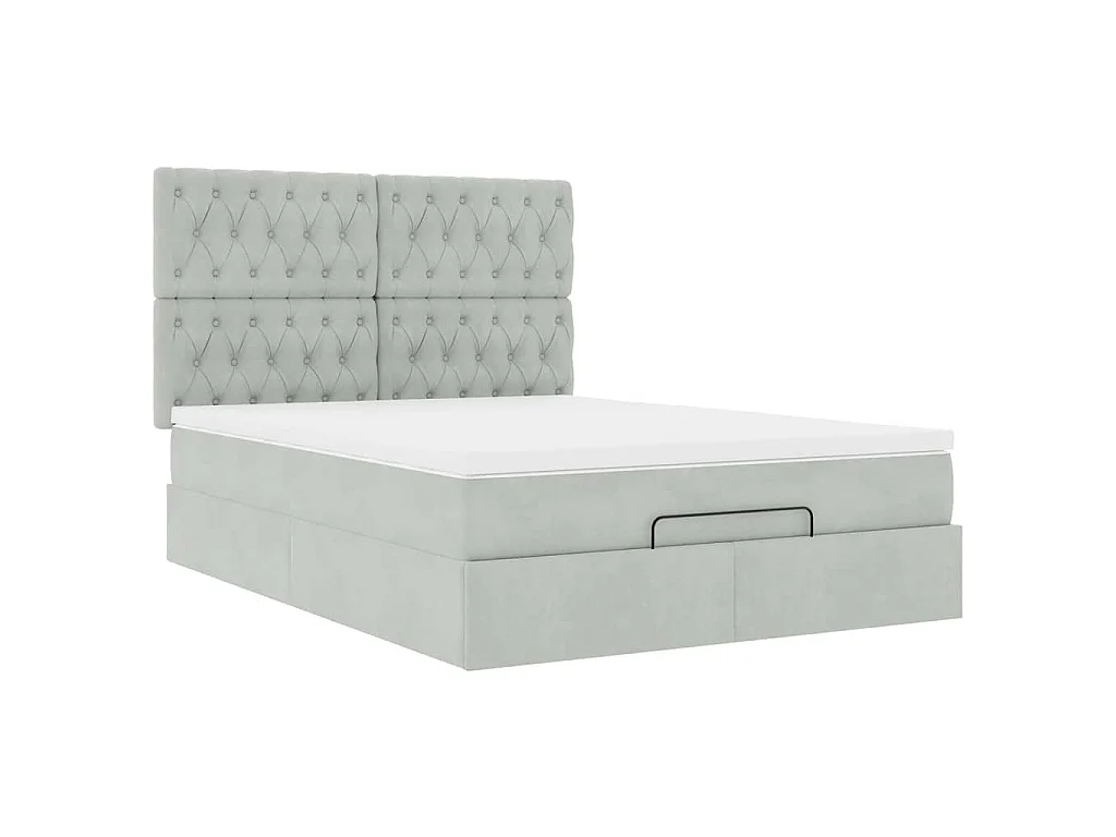 Struttura Letto Pouf con Materassi 140x200 cm in Velluto