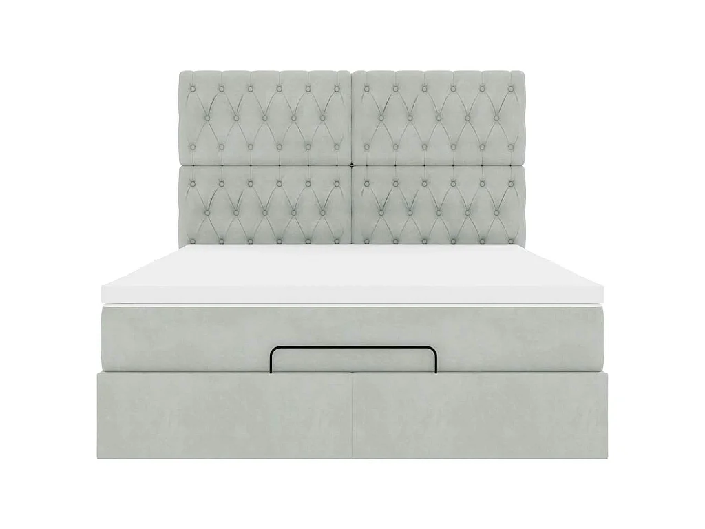 Struttura Letto Pouf con Materassi 140x200 cm in Velluto