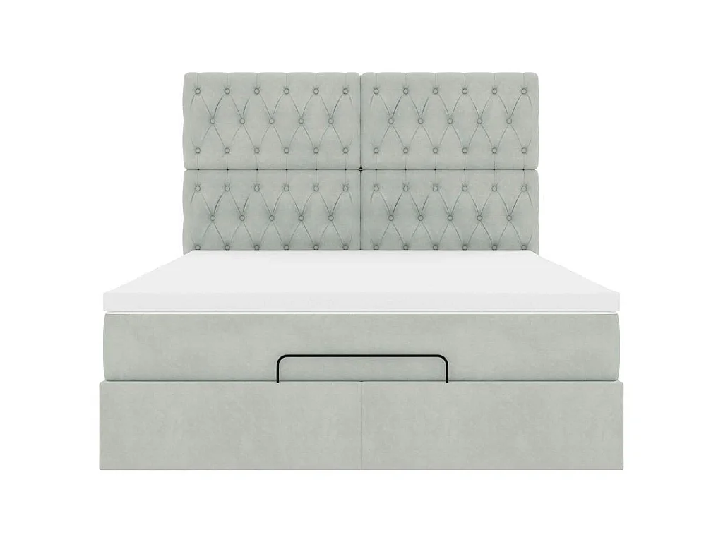 Cadre de lit ottoman avec matelas gris clair 140x200 cm velours