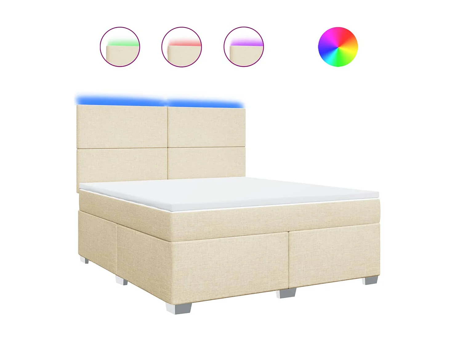 Sommier à lattes de lit avec matelas Crème 180x200 cm Tissu